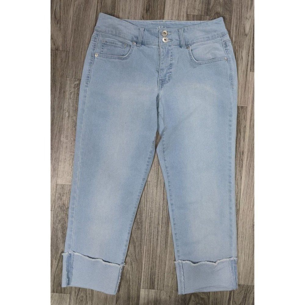 Style & Co Womens Size 4 Pockets Cuffed Denim Blue Jeans Capris